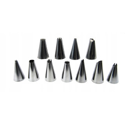 Set of decorating tips, 12 tips, adapter bag