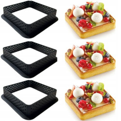 Rant perforowany do tarty 8 cm 6 sztuk Kwadrat Tarta