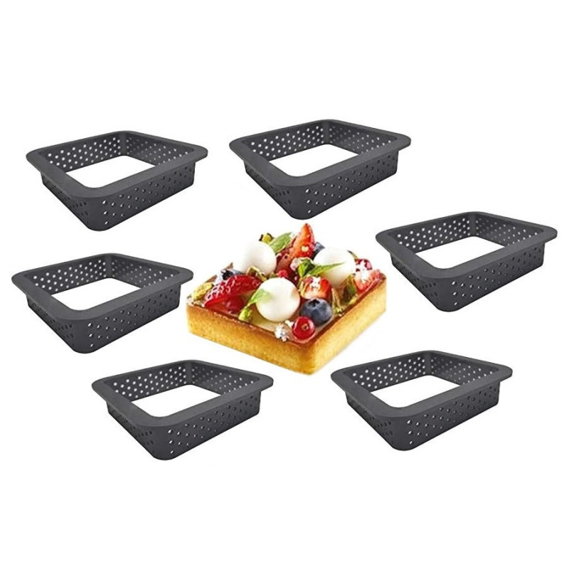 Rant perforowany do tarty 8 cm 6 sztuk Kwadrat Tarta