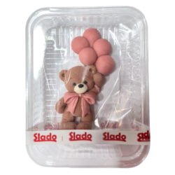 Zuckerdekoration Slado Teddybär mit rosa Luftballons 11 cm