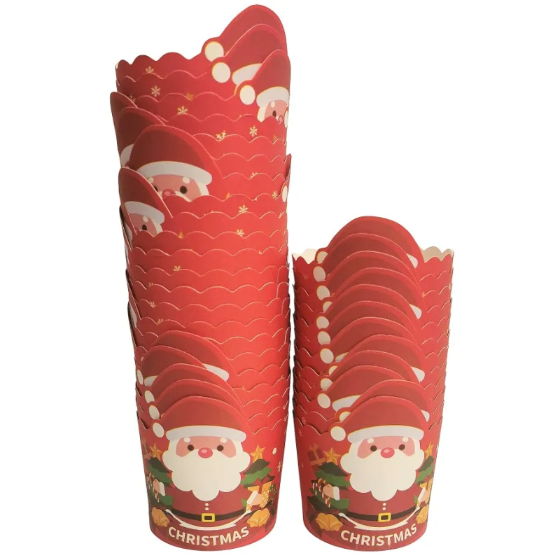 Papilotki kubeczki Świąteczne 50 szt. 5 cm sztywne Mikołaj