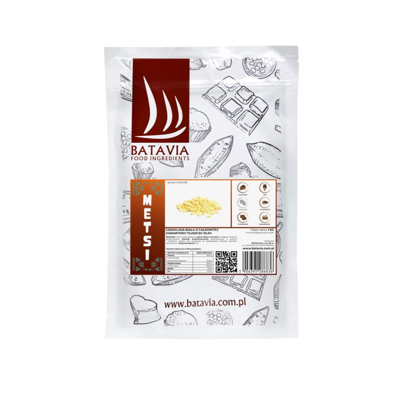 Batavia čokoládové kapky BÍLÁ ČOKOLÁDA Metsi 33,5% 1kg