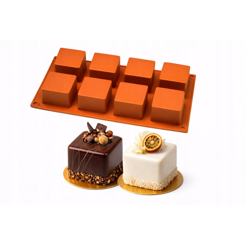Silicone mold SQUARES 8 sockets 5 cm monoportions