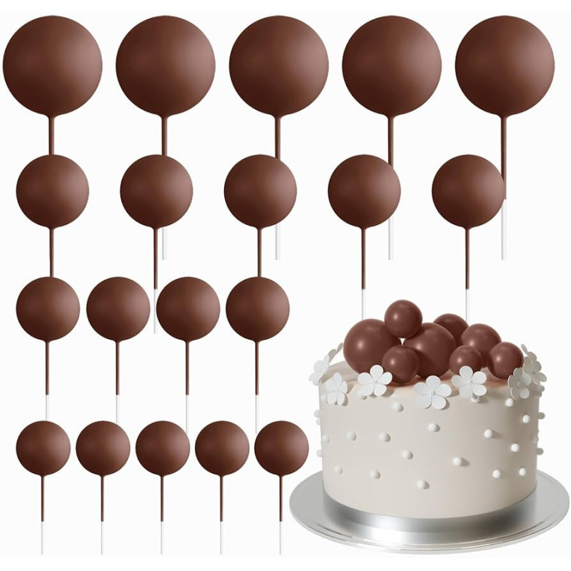 Topper BALLS Brown Matt Cake decoration 20 pcs