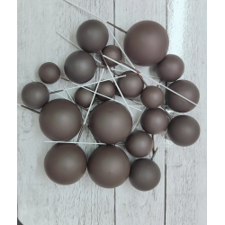 Topper BALLS hnedé matné ozdoby na tortu 20 ks