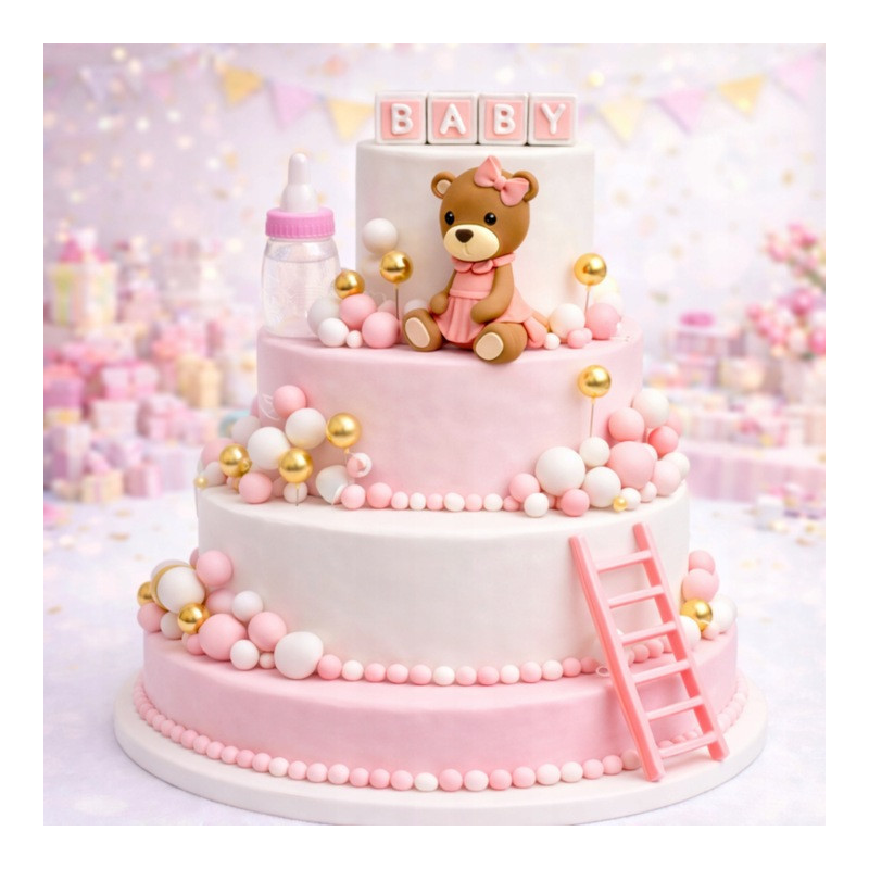 Набор для украшения торта Topper KLE Baby Girl Pink Bottle Teddy Bear