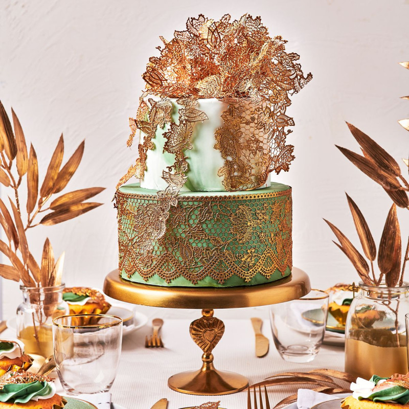 Ready LACE mass Fun Cakes 200g Pearl Gold lace mass