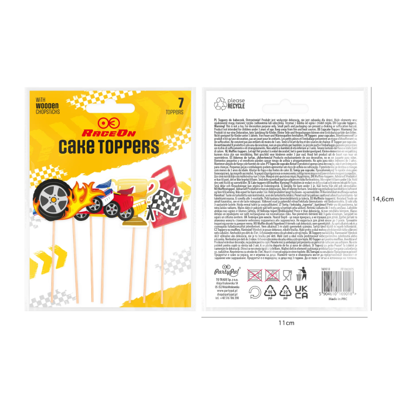 Dekorácie na tortu Racer Picks, 7 ks, ručne nanášané ozdoby