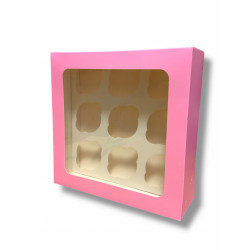 Package for 9 PINK cupcakes, height 8 cm