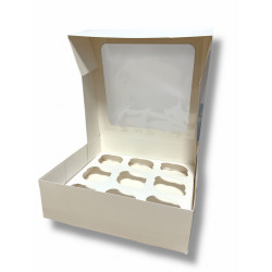 Opakowanie na 9 babeczek BIAŁE wys. 8 cm