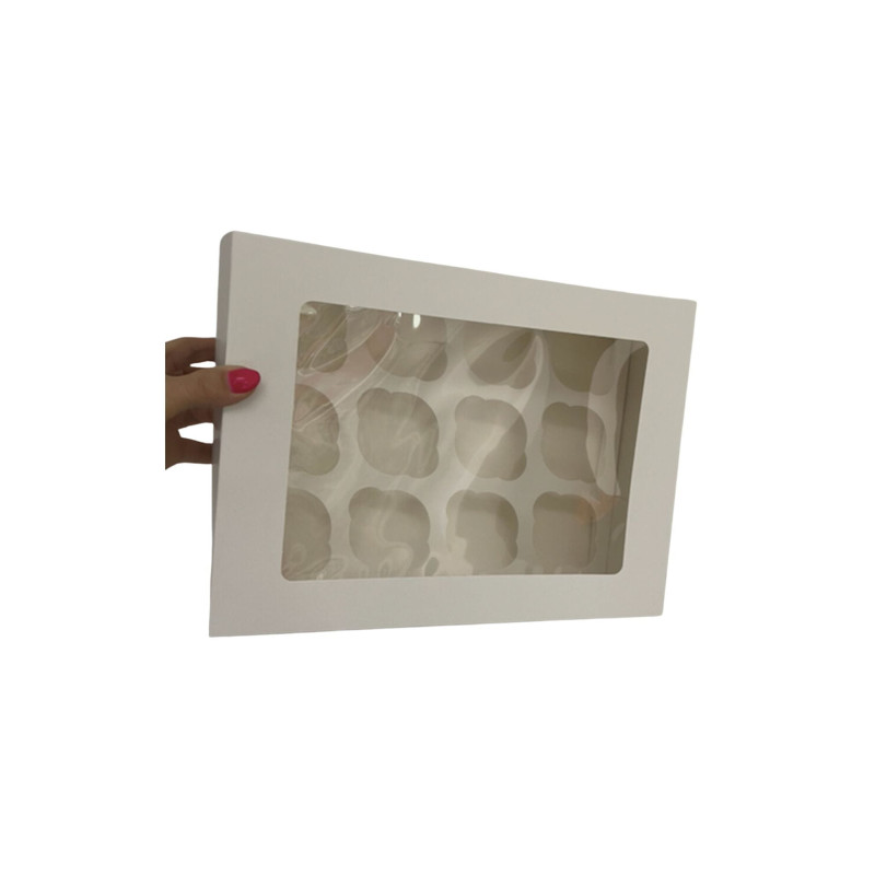 Packung für 12 Cupcakes WHITE 28x28 x 5 Stück.