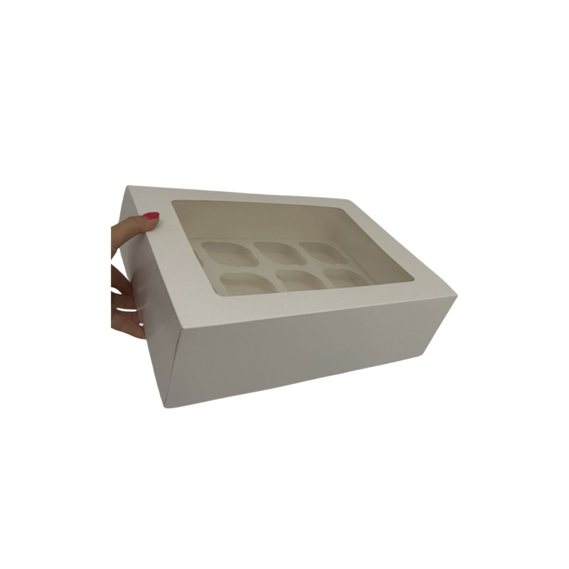 Packung für 12 Cupcakes WHITE 28x28 x 5 Stück.