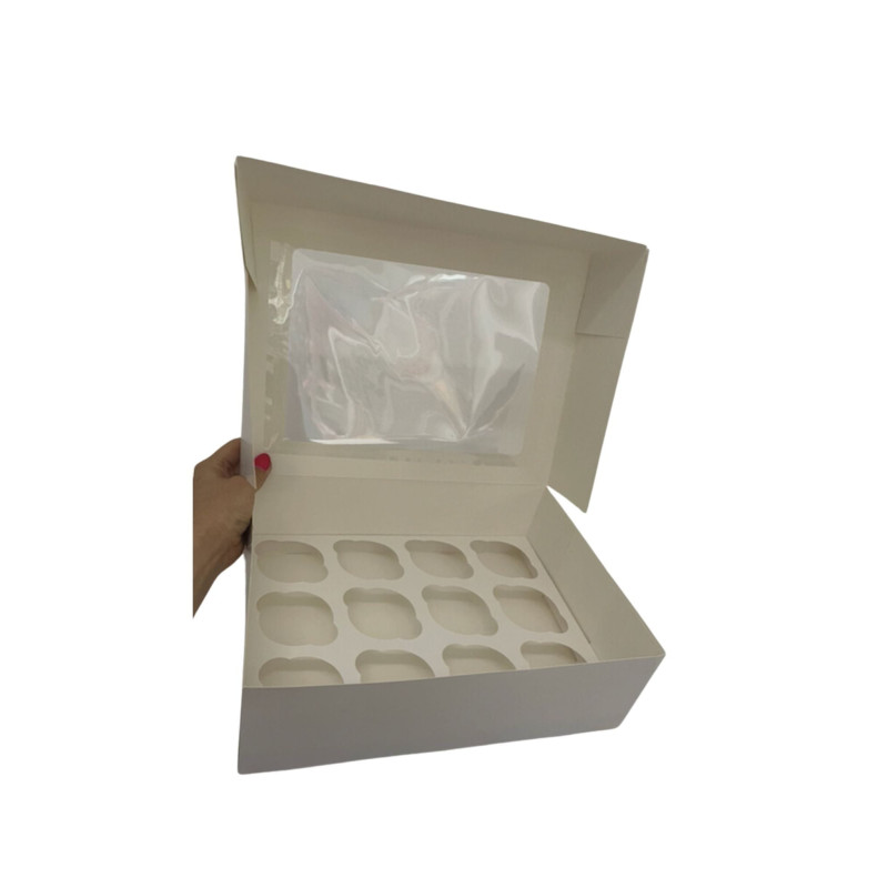 Packung für 12 Cupcakes WHITE 28x28 x 5 Stück.