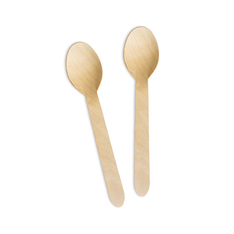 Wooden spoons for cake desserts, 10 pcs.