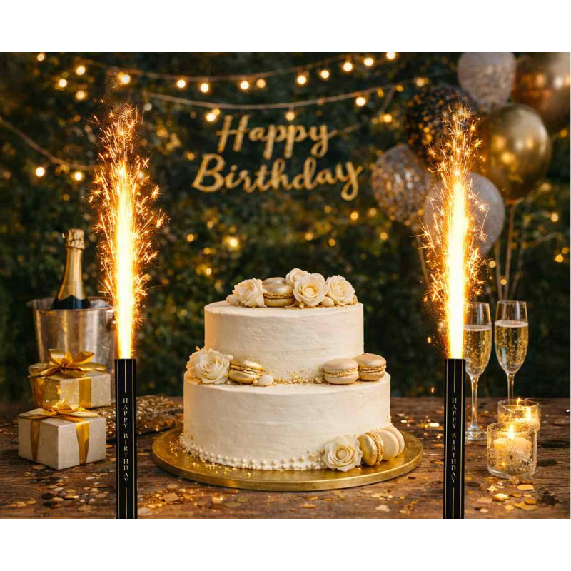 Fontanna tortowa 25 cm 1 sztuka Czarne gwiazdki