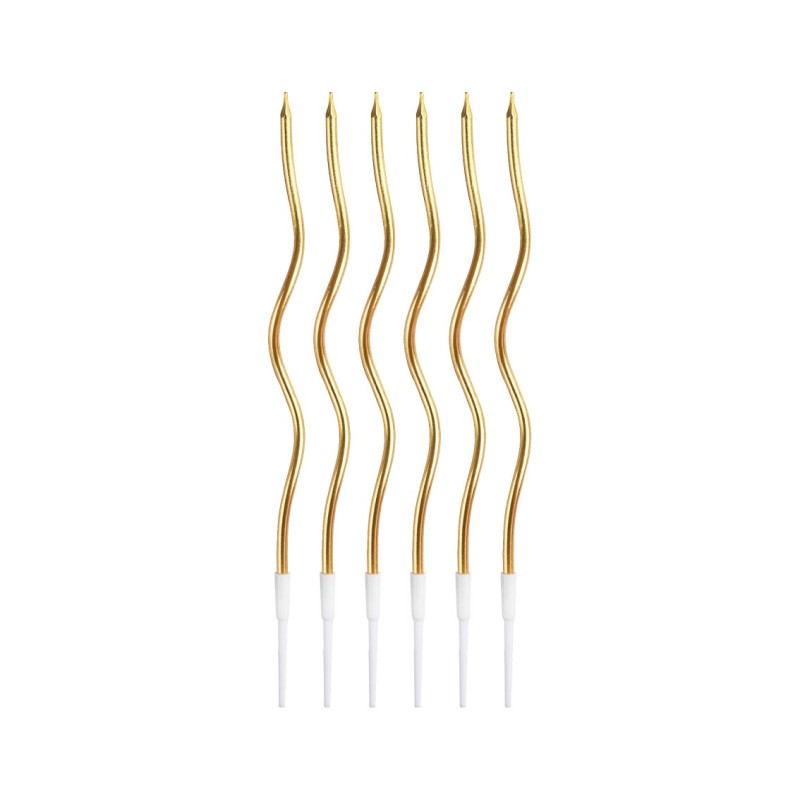 Świeczki DŁUGIE 8 szt. ZŁOTE zakręcone