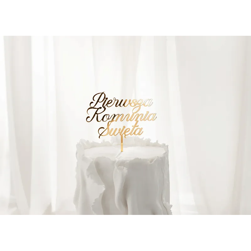 Topper Komunia Pleksi złoty Pierwsza Komunia Święta 15 cm