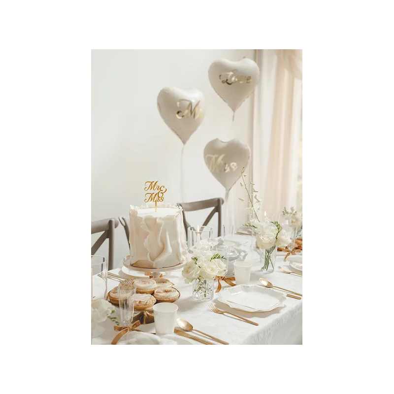 Goldener Plexiglas-Hochzeitsaufsatz für Mr und Mrs