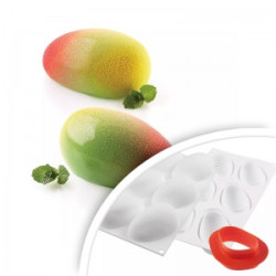 3D silicone mold Silikomart MANGO 130 6 slots monoportions + cutter