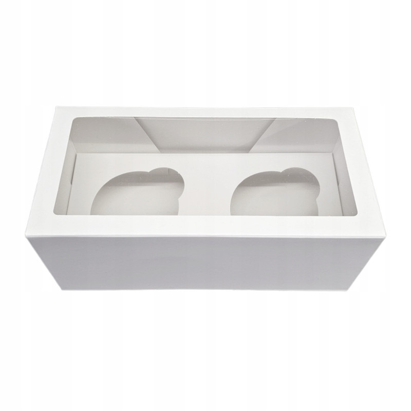 Verpackung für 2 weiße Cupcakes, Höhe 7,7 cm