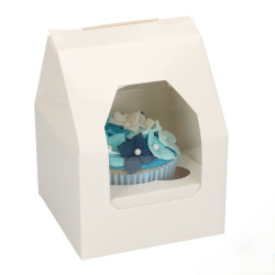Box für 1 Cupcake WHITE mit Fenster 25 Stück.