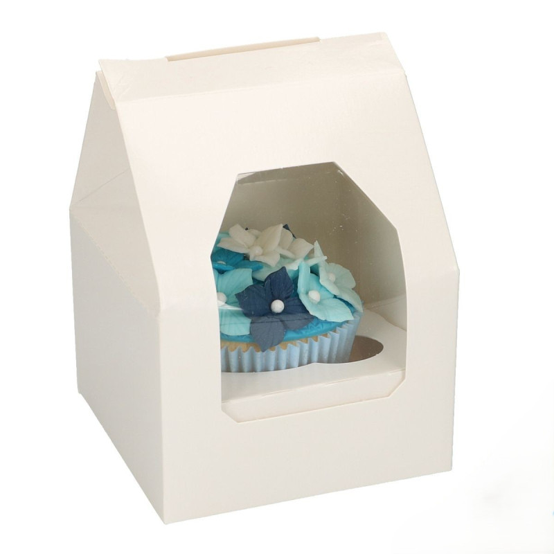 Box für 1 Cupcake WHITE mit Fenster 25 Stück.