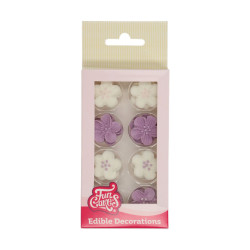 Sugar decorations SMALL FLOWERS white and purple 24 pcs