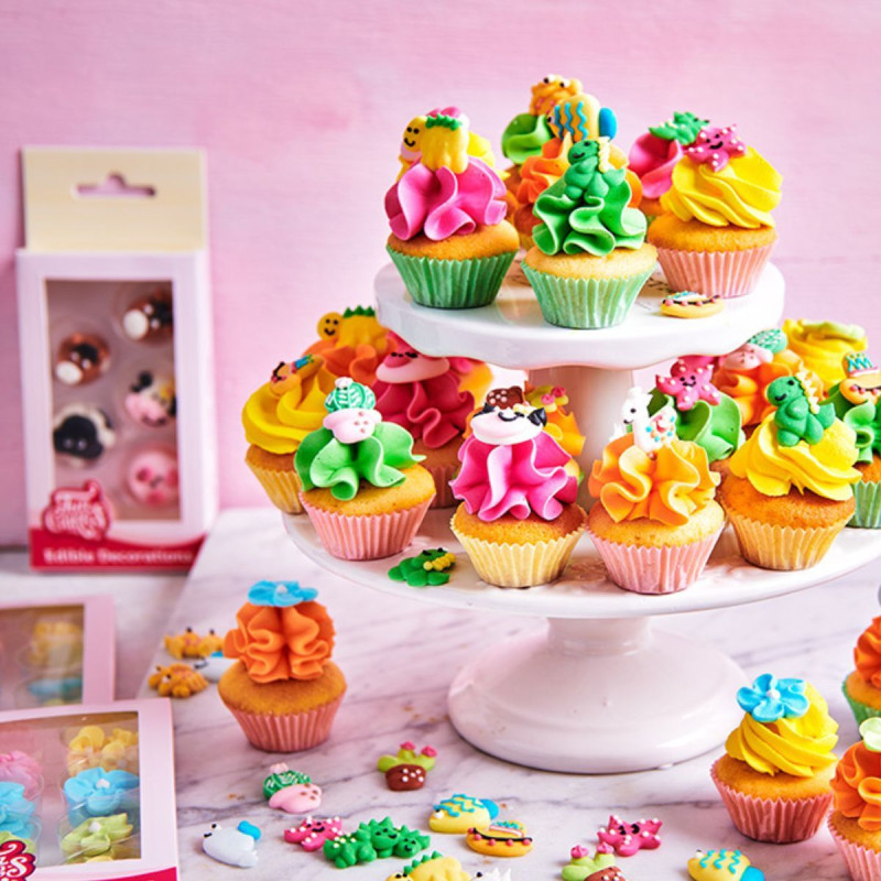 Dekoracje cukrowe MINI KWIATKI białe 56 szt 