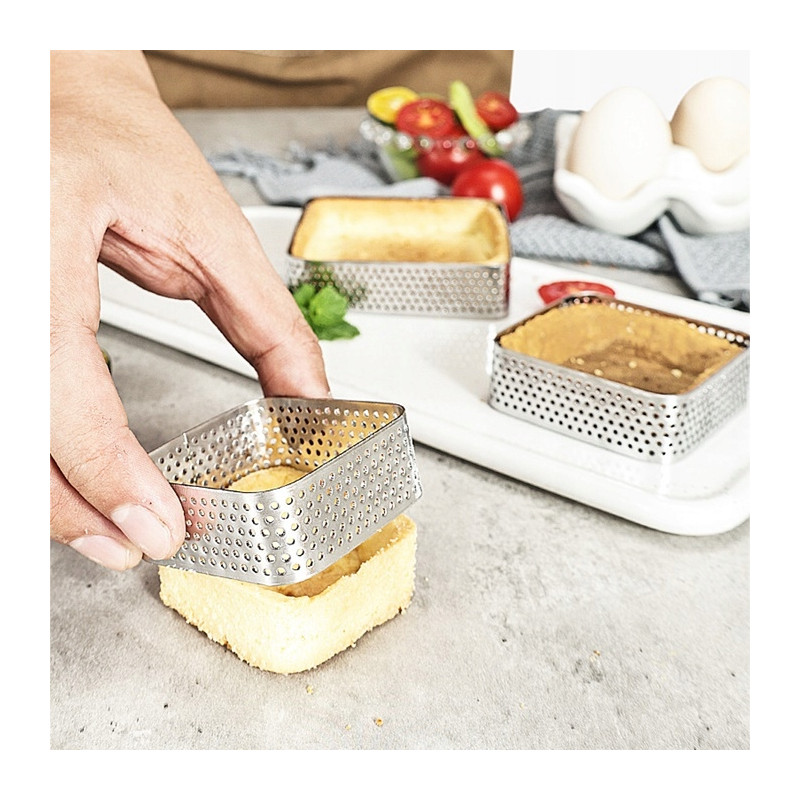Rant perforowany do tarty 7 cm Kwadratowy Tartaletki 