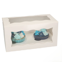 Weiße 2er-Cupcake-Verpackung mit Sichtfenster, 1 Stück