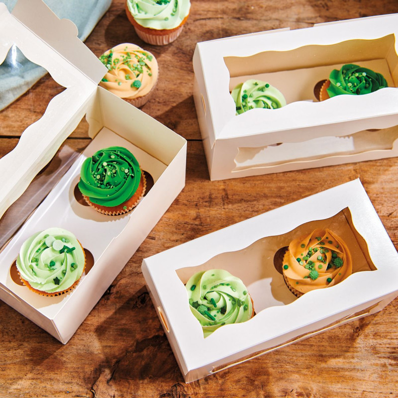 Weiße 2er-Cupcake-Verpackung mit Sichtfenster, 1 Stück