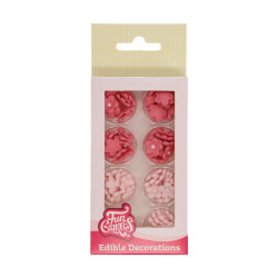 Sugar decorations SMALL FLOWERS pink 64 pcs