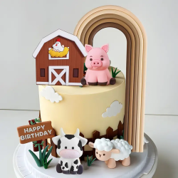 Topper Farma z tęczą 5 elementów Zestaw na tort