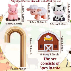 Topper Farma z tęczą 5 elementów Zestaw na tort