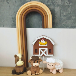 Topper Farma z tęczą 5 elementów Zestaw na tort