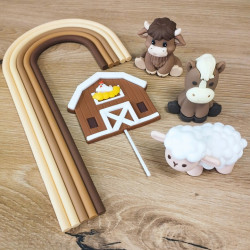 Topper Farma z tęczą 5 elementów Zestaw na tort