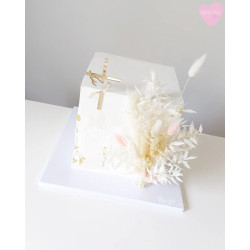 Dekor Miniowelove Topper na bok tortu złoty Komunia Krzyż + gołąb 10 cm