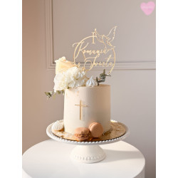 Dekor Miniowelove Topper na bok tortu złoty Komunia Krzyż smukły 10 cm