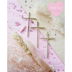 Dekor Miniowelove Topper na bok tortu złoty Komunia Krzyż smukły 8...