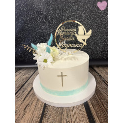 Dekor Miniowelove Topper na bok tortu złoty Komunia Krzyż smukły 8 cm 3 sztuki