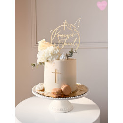 Dekor Miniowelove Topper na bok tortu złoty Komunia Krzyż smukły 6 cm 3 sztuki