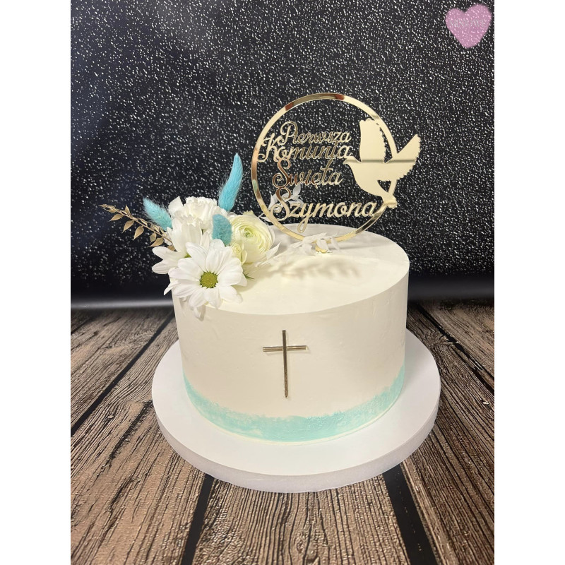 Dekor Miniowelove Topper na bok tortu złoty Komunia Krzyż smukły 6 cm 3 sztuki