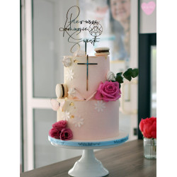 Dekor Miniowelove Topper na bok tortu złoty Komunia Krzyż smukły 6 cm 3 sztuki