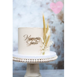 Dekor Miniowelove Topper na bok tortu złoty Komunia Święta 12 cm z zawijasem
