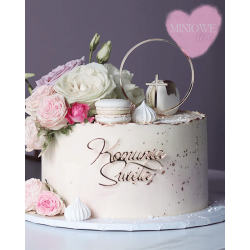 Dekor Miniowelove Topper na bok tortu złoty Komunia Święta 12 cm z zawijasem