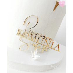 Dekor Miniowelove Topper na bok tortu złoty Pierwsza Komunia Święta...