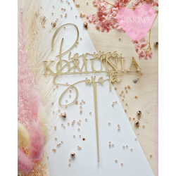 Topper Miniowelove złoty Pierwsza Komunia Święta 12 cm 