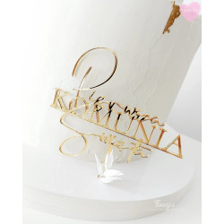 Topper Miniowelove złoty Pierwsza Komunia Święta 12 cm 