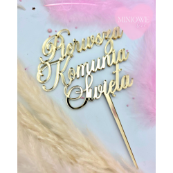 Topper Miniowelove złoty Pierwsza Komunia Święta 10 cm  wersja klasyk