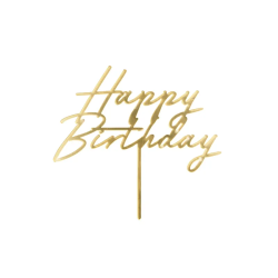 Topper Happy Birthday złoty 18 cm duży